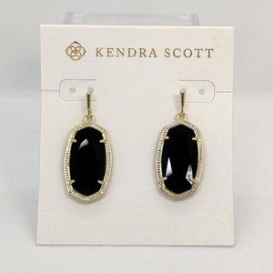 Dani Gold Drop Black Earrings Brand New with Dust Bag